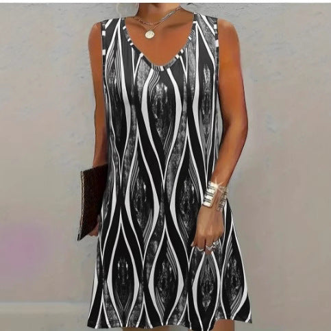 Casual Versatile And Stylish Striped V-neck Dress