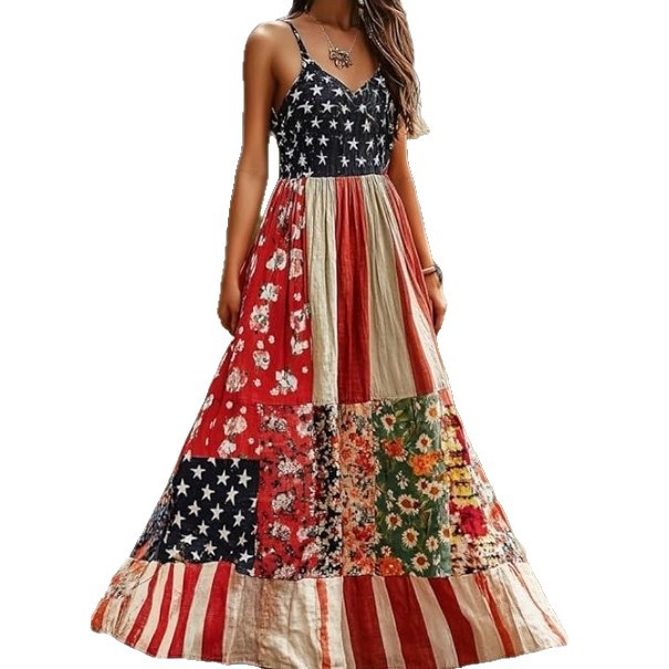 Womens Creative Floral Plus-Size Loose All-Match Dress