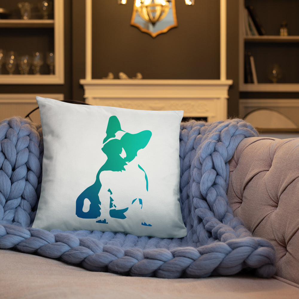 Frankie the Frenchy Blue Pillow